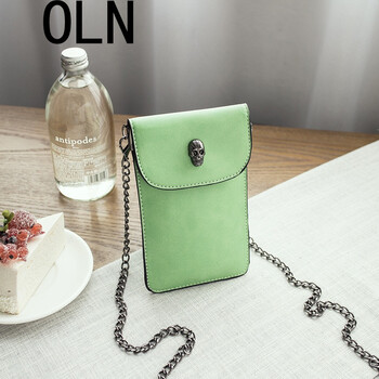 oln早秋上新女士手机包糖果色零钱小包手机包 浅绿色