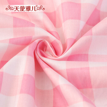 
                                        天使雅儿  棉斜纹印花田园碎花儿童床品布料手工面料   粉红格子kitty 单买 粉红格子kitty-B版 一米                
