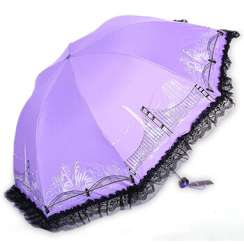 天堂伞2015现代都市三折叠伞 银胶晴雨伞 紫色伞