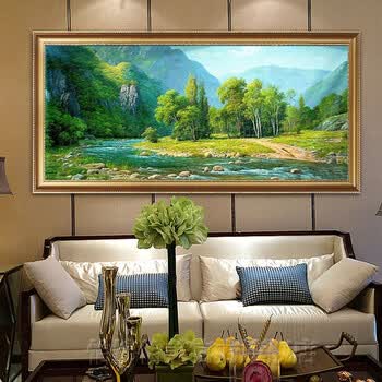 纯手工绘油画客厅装饰画沙发背景墙欧式山水风景壁画书房走廊办公室