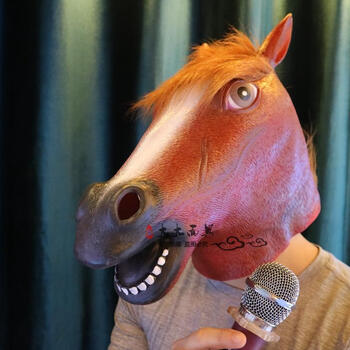狐狸面具狗兔猩猩直播表演道具酒吧男女节日派对搞笑动物 红色马头