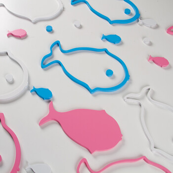 
                                        积累小家 泡泡鱼 3D立体墙贴 装饰壁贴 墙壁装饰 创意家居 蓝色鱼一套 其他                