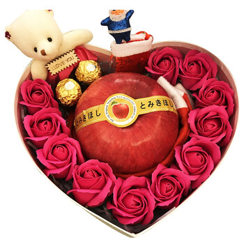 超大平安果世界一号平安夜苹果礼盒1个圣诞节礼物圣诞果 单色玫瑰桃心