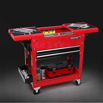 工业级工具车双层2抽屉式手推车移动工具箱工具柜tc310 红色