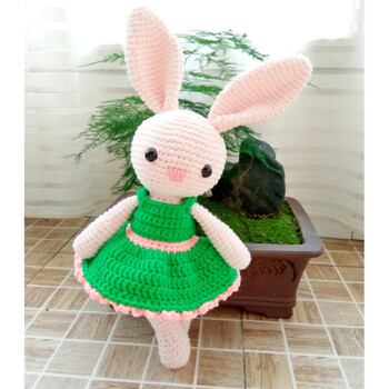 钩针diy材料包毛线编织玩偶娃娃钩针编织diy手工情侣礼物长耳兔子 肤