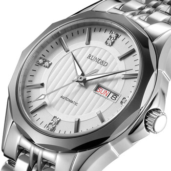 斯诺威登(runosd)手表 男全自动钨钢机械表双日历夜光防水8161g 精钢