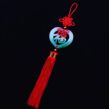 迈途 中国结心型平安福字汽车挂件挂饰礼品吊坠挂饰锁匙扣 福