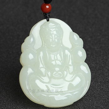宋宫玉 和田玉观音玉牌男款坐莲观音玉坠男士挂件玉佩