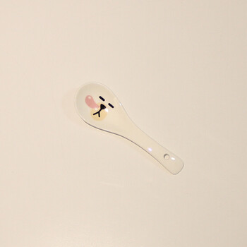 5寸陶瓷米饭碗布朗熊韩式方碗卡通情侣餐具 i love cony 勺子 拍下