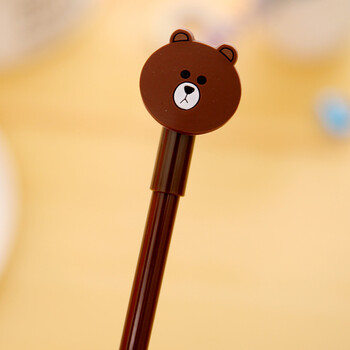 黑笔可爱笔创意文具0.5卡通个性碳素笔包邮黑色水笔中性笔 小熊