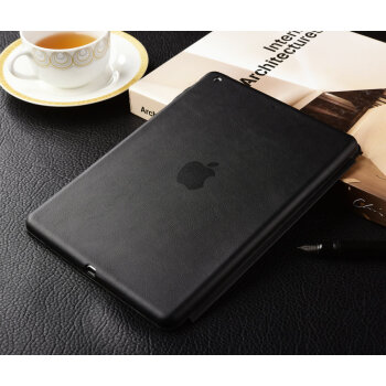 air2保護套ipad 4 5 6 case 真皮mini2 3 4保護套休 mini1/2/3黑色