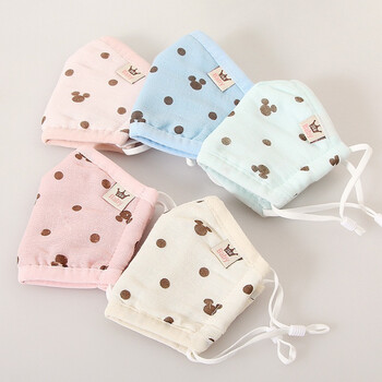 小米逗 冬季新款婴幼儿迷你宝宝口罩 点点印花棉纱小童儿童保暖口罩