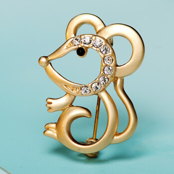 精简约十二生肖胸针时个性日版胸花女饰情侣配饰 金鼠