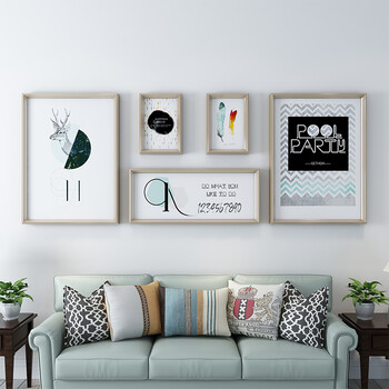 客厅沙发背景墙装饰画 北欧风格装饰画组 餐厅现代简约壁画挂画 5框