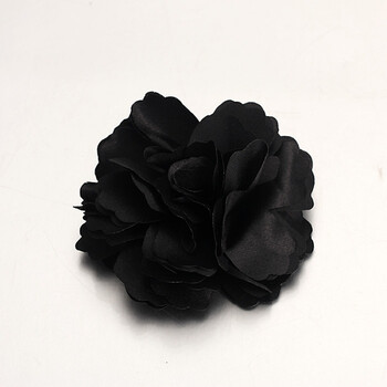 头花牡丹花边夹布艺发夹韩国发卡胸针百搭两用胸花头饰发饰品 黑色_ 3