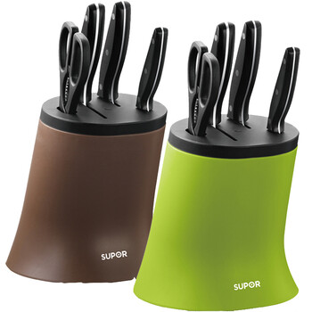 苏泊尔(SUPOR)刀具套装不锈钢五件套菜刀套装厨房家用刀具多用组合套刀T0727 五件套_深咖啡