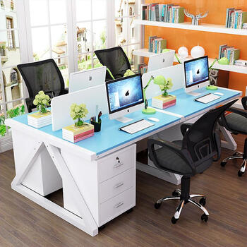 实木工作桌员工公司员工卡座长桌会客卡位接待电脑板式会议台办公台多