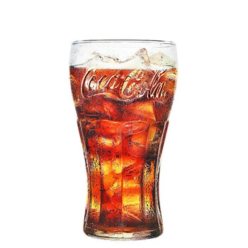 可乐杯复古彩色玻璃杯子饮料杯创意果汁杯啤酒杯 300ml 透明