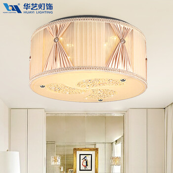 华艺灯饰 田园简约 水晶吸顶灯 布艺客厅卧室灯具 BY605 直径60CM 暖光15-18平_48W