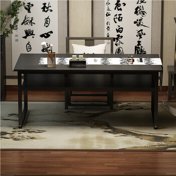 路加艾米 现代简约双层办公学生折叠桌 时尚写字桌 书法桌钢木简易