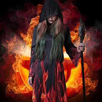 万圣节服装儿童舞会派对女巫婆鬼新娘僵尸红魔恐龙吸血鬼衣服 恶魔