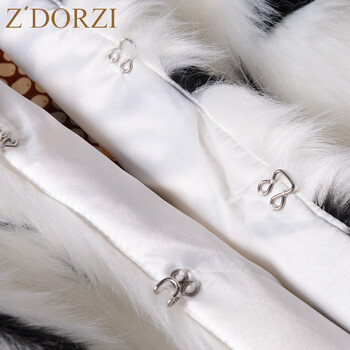 zdorzi/卓多姿秋冬新款保暖整皮七分袖仿皮草短款外套928297 黑白 S
