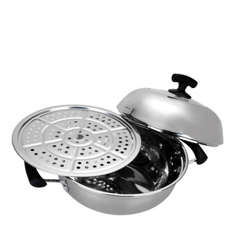 
                                        爱仕达火锅 不锈钢复底蒸锅大汤锅多用锅 QJ1728E 28CM 燃气电磁炉通用                