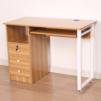 简易电脑桌台式家用书桌台式电脑桌1米办公桌简约电脑台式桌带锁 黄