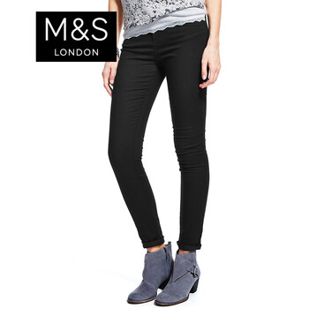 【2件75折】M&S/马莎 女紧身牛仔裤 T663182 ID 原价299 黑色 160/68A(10)