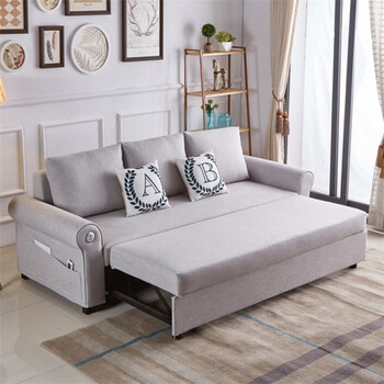 知茗小户型乳胶折叠沙发床可拆洗客厅布艺沙发床带茶盘两用沙发床