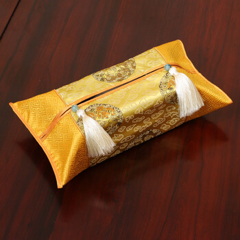 
                                                                                艺必旭中式古典简约纸巾盒纸巾抽套特色工艺品创意车用批发定制 黄圈龙                