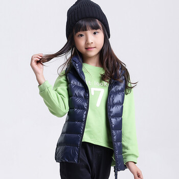 高梵2015年新款轻薄羽绒马甲男童女童装羽绒服GM1530015A马夹冬装 藏青 120