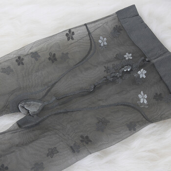 超仙提花丝袜透明花朵连裤袜花纹浅灰脚尖透明t裆无痕图案 深灰色