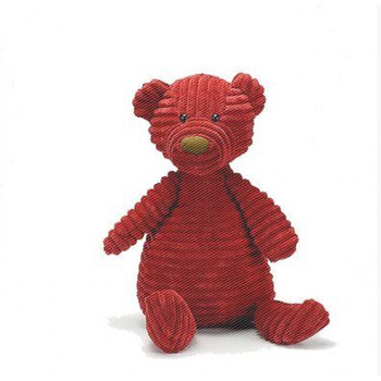 灯芯绒条绒玩偶动物兔子毛绒玩具猪公仔婴儿安抚陪睡布娃娃 红熊 全长