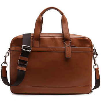 coach 蔻驰 男款棕色皮革商务公文斜挎单肩手提包 71561 sad (f71561