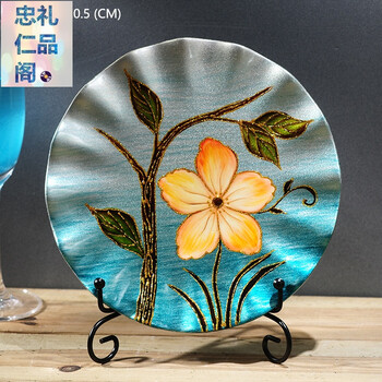 手绘陶瓷装饰盘摆盘创意工艺品美式客厅挂盘摆件 纯手绘油画丨琉璃