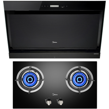美的(midea) 家用侧吸式大吸力蒸汽洗抽油烟机燃气灶套装dj570r ql303