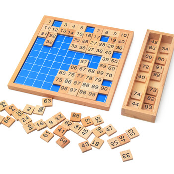 cansmarter 木质蒙氏数学教具一百连续数板儿童早教启蒙认识数字玩具