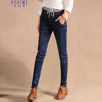 YIDIMI2016牛仔裤女长裤休闲哈伦裤垮裤M6-9851 蓝色58版型 27码