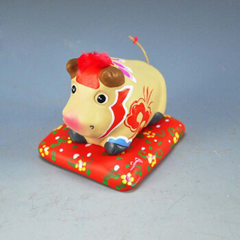 倾阑 泥人小摆件 泥人泥塑摆件创意手工品 生日礼物 泥人张 牛