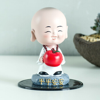 光荫 汽车摆件 摇头小沙弥创意车上卡通小和尚车内装饰摆件平安车饰车