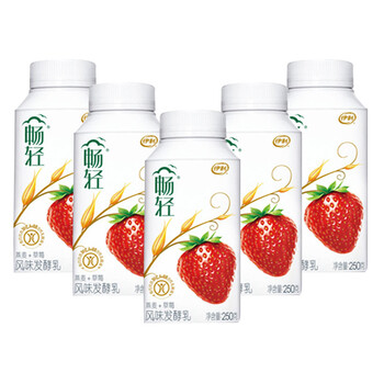伊利 畅轻风味发酵乳燕麦酸奶草莓味 250gx10瓶 产发