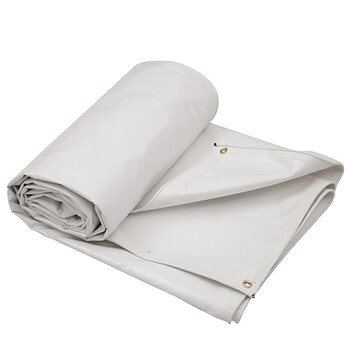 防雨布加厚防水面料包边工艺金属扣件防晒遮阳挡风雨棚布 白色 6米×5