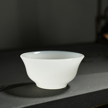 大号陶瓷白瓷茶杯玉瓷品茗杯功夫茶具盏套装加厚琉璃杯子主人单杯sn