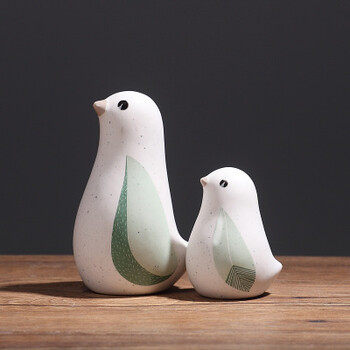 创意北欧家居装饰品摆件陶瓷小鸟客厅电视柜酒柜样板房间工r 一大一小
