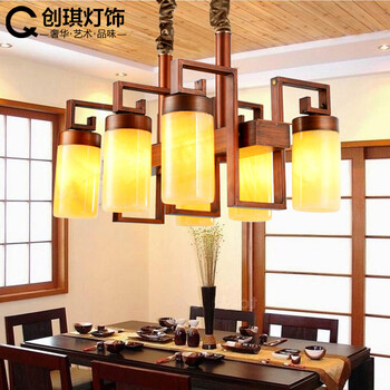 创琪 中式吊灯酒店茶楼餐厅仿古铜云石灯具 10头配8WLED玉米泡 100*36cm