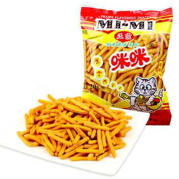 咪咪 正宗虾条蟹味粒20g送女友怀旧休闲膨化薯条片童年零食品小吃