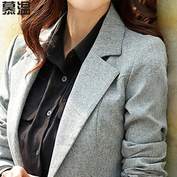 慕温  2015秋装新款女装韩版中长款修身显瘦休闲小西服薄西装女外套003 图片色 XL