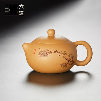 六道 原矿段泥花鸟西施 紫砂壶宜兴纯全手工名家手工茶壶茶具刻绘紫砂