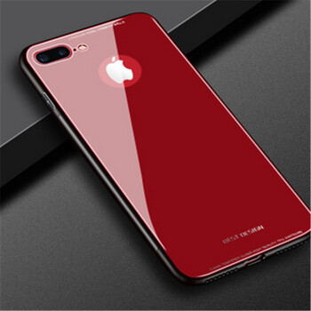 dounlethree 苹果保护壳iphonex/6/7/8plus创意手机玻璃保护套 红色
